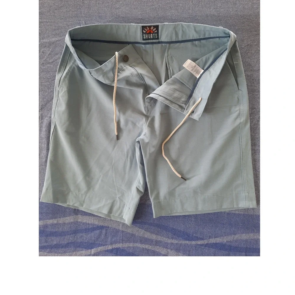 Faherty All Day Shorts Mens 33 Light Blue Grey Recycled Stretch Hybrid Chino 9in